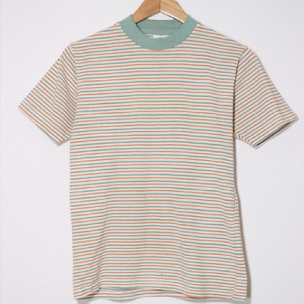 Vintage knit Stripe Pique Short Sleeve T Shirt